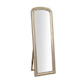 Elegant Freestanding Mirror with Gold Frame and Arched Top