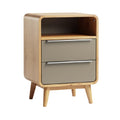 Modern Wooden Nightstand with Two Drawers and Open Shelf